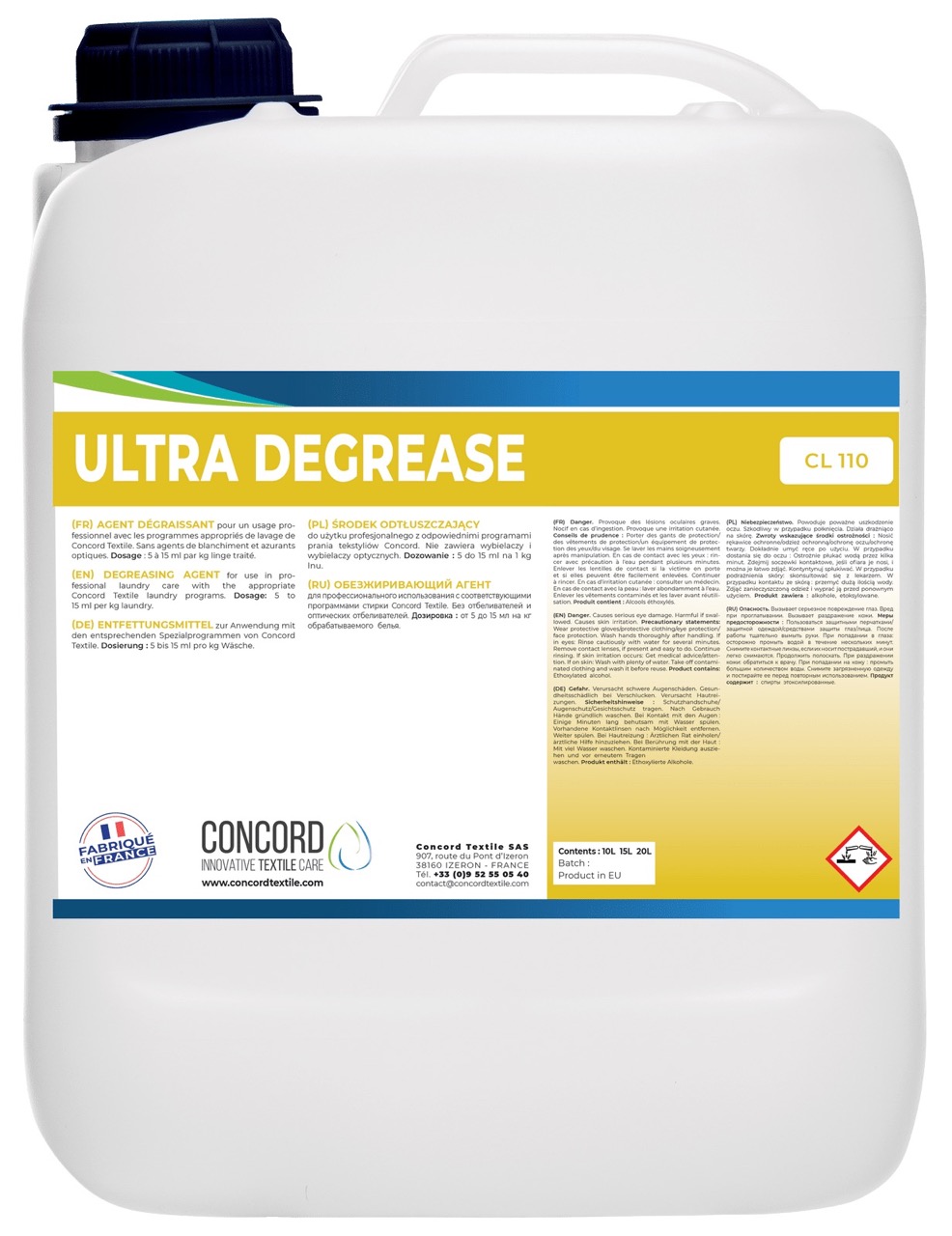 Гель для прання CONCORD TEXTILE ULTRA DEGREASE, 20 літрів